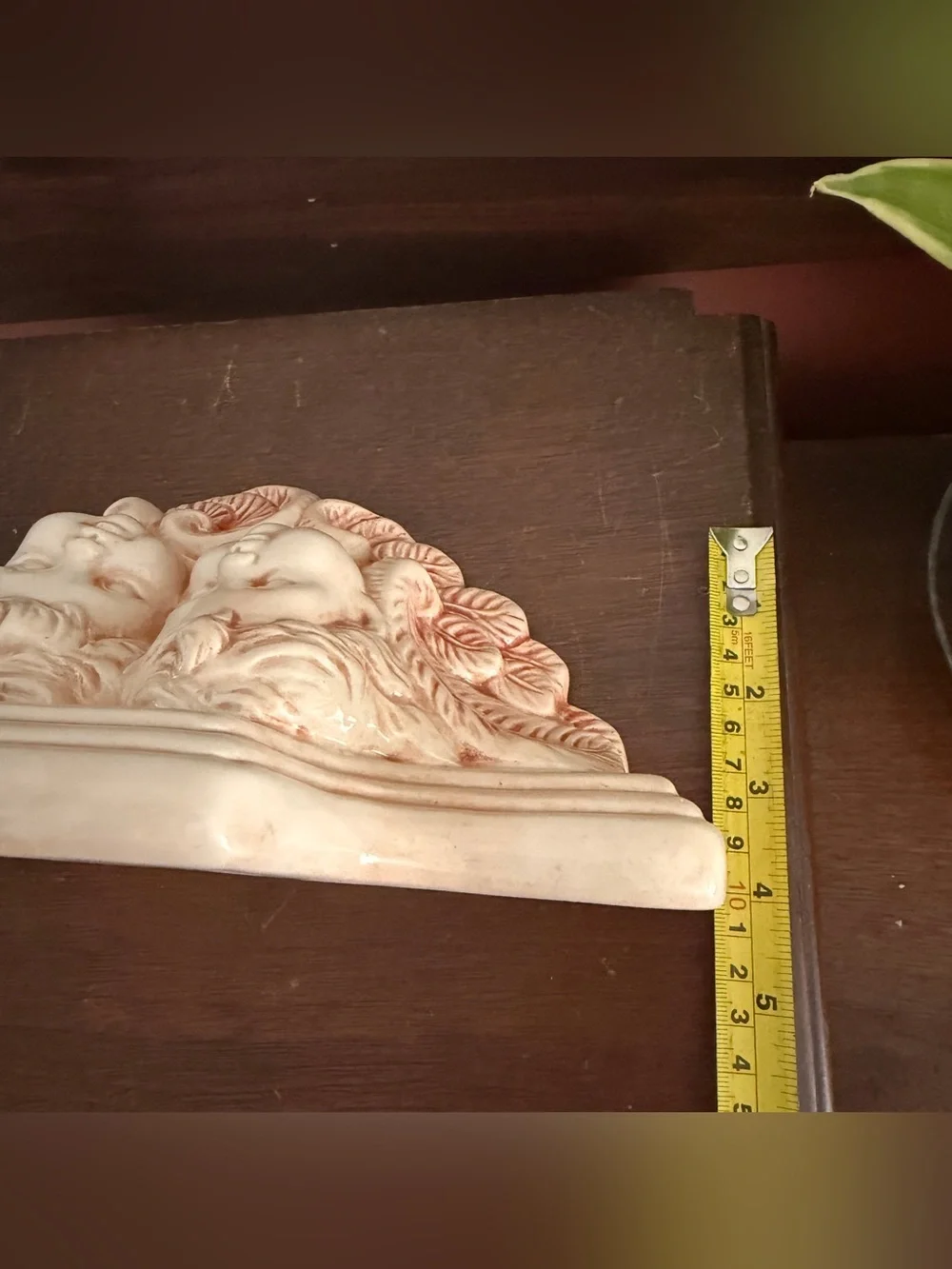 Vintage Cherub Angel Wall Shelf Sconce Ceramic Peach Pink Cottagecore 10.5x5”